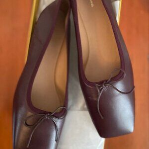 Mansur Gavriel Square Toe Ballerina in "Plum" / Size 8-1/2. In box, never worn.